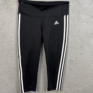adidas Black Leggings with White Stripes